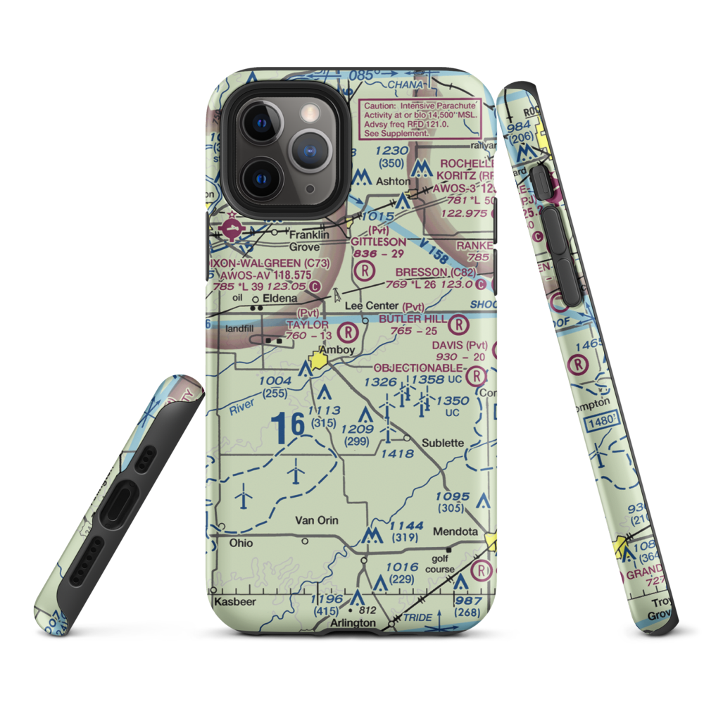 Taylor Airport (IL07) VFR Sectional  Tough iPhone Case iPhone 11 Pro model shown