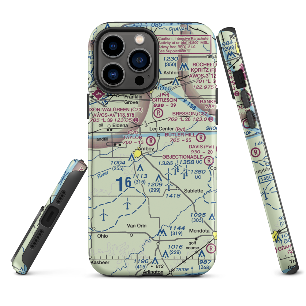 Taylor Airport (IL07) VFR Sectional  Tough iPhone Case iPhone 13 Pro Max model shown