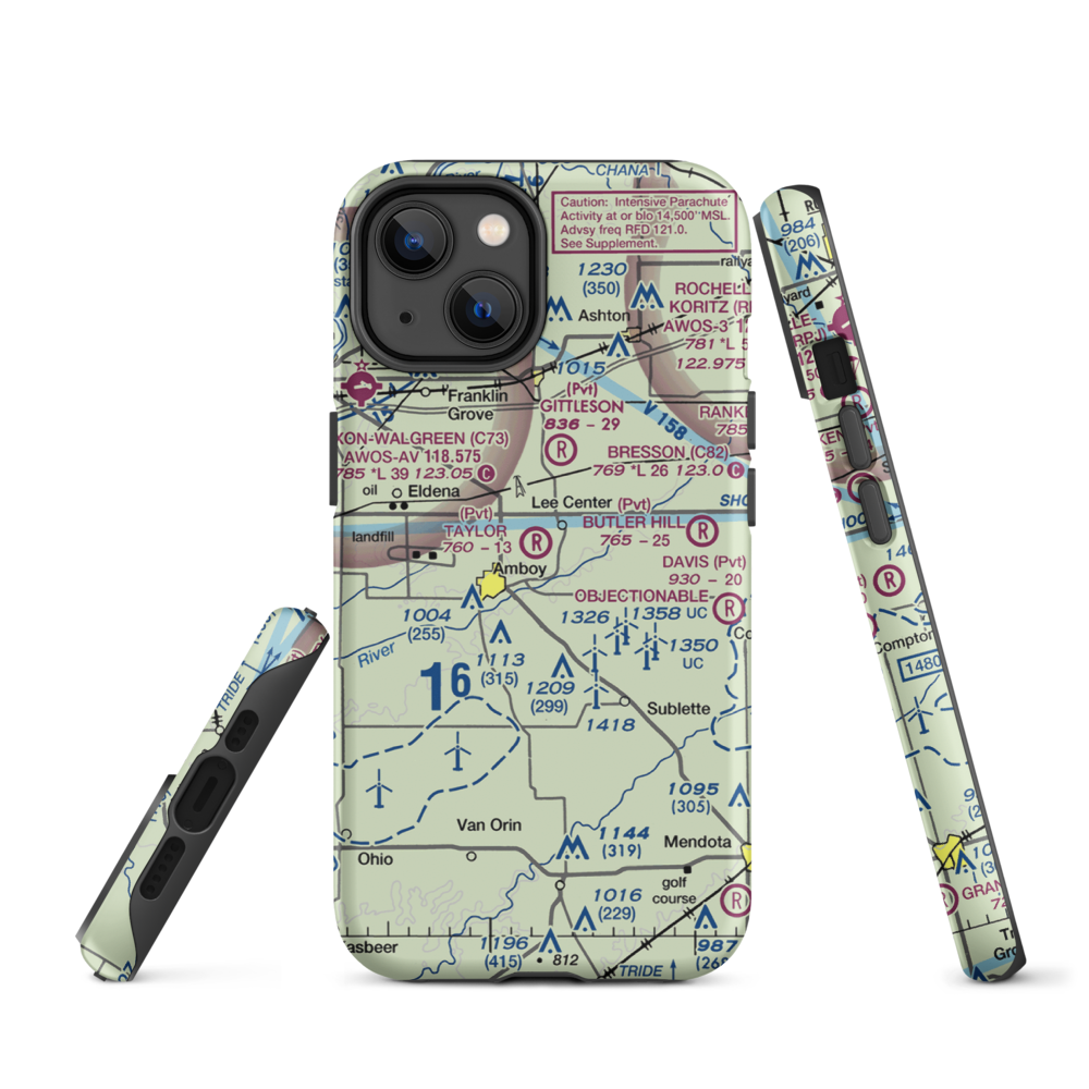 Taylor Airport (IL07) VFR Sectional  Tough iPhone Case iPhone 14 model shown