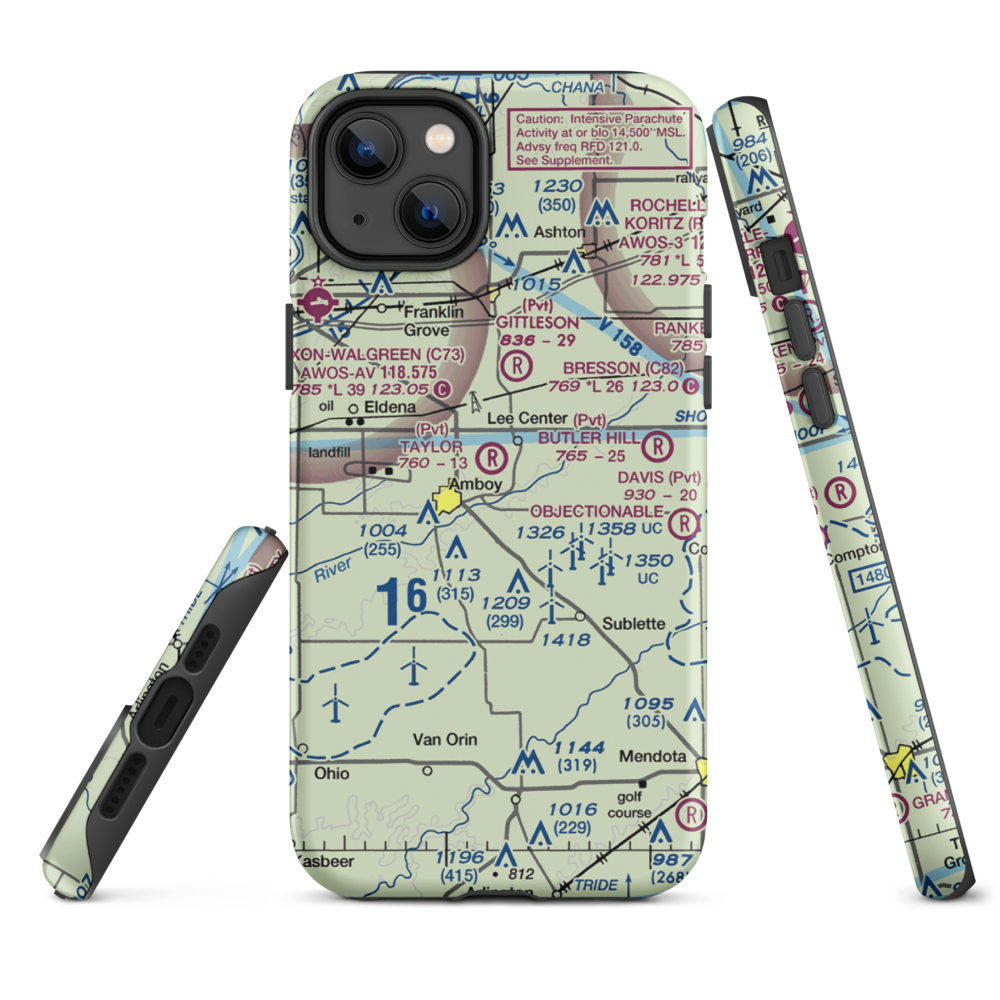 Taylor Airport (IL07) VFR Sectional  Tough iPhone Case iPhone 14 Plus model shown