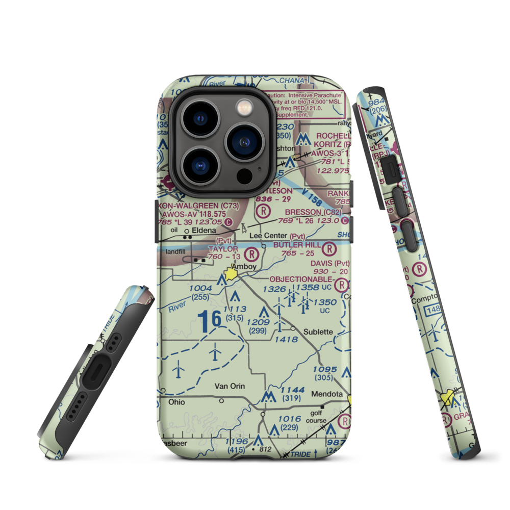 Taylor Airport (IL07) VFR Sectional  Tough iPhone Case iPhone 14 Pro model shown