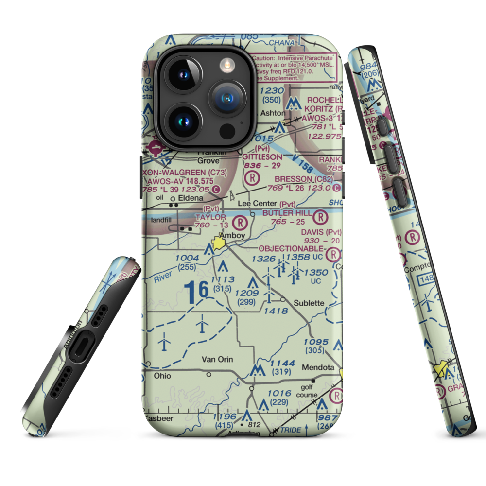 Taylor Airport (IL07) VFR Sectional  Tough iPhone Case iPhone 15 Pro Max model shown