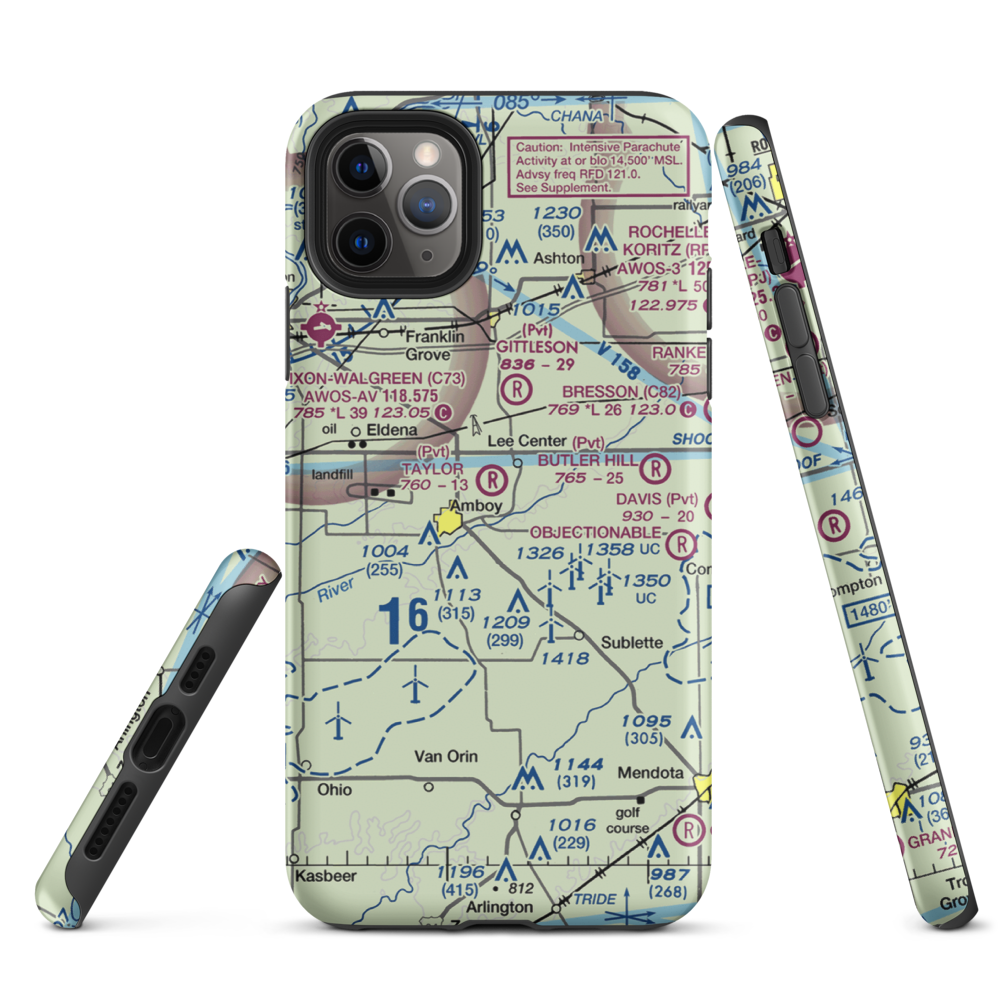 Taylor Airport (IL07) VFR Sectional  Tough iPhone Case iPhone 11 Pro Max model shown