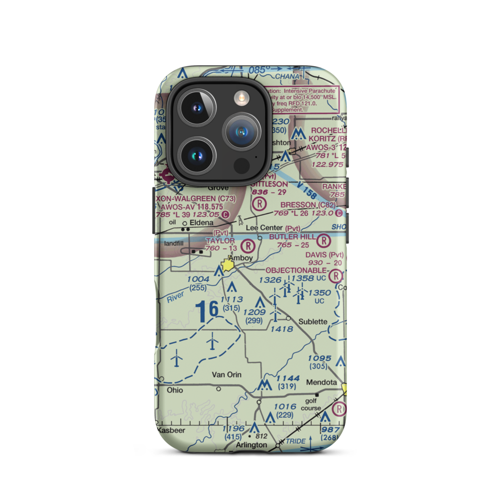Taylor Airport (IL07) VFR Sectional  Tough iPhone Case iPhone 16 Pro model shown