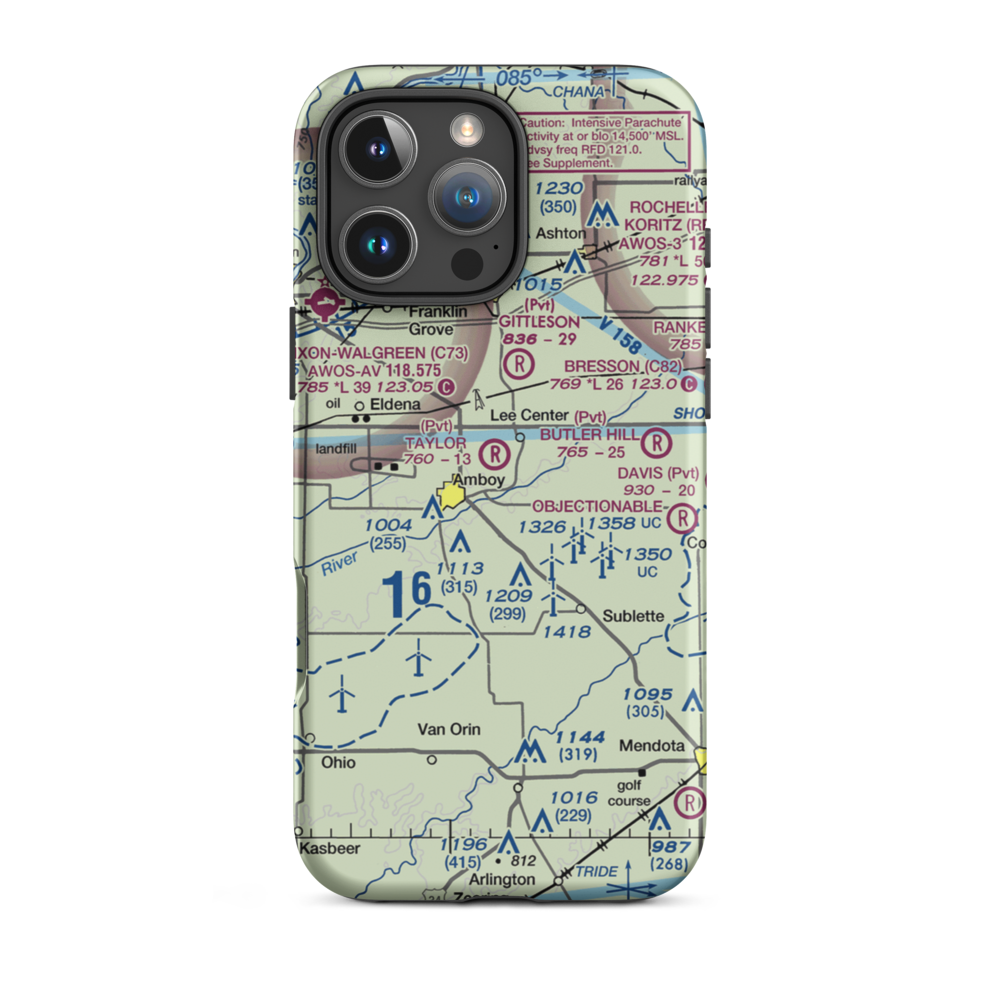 Taylor Airport (IL07) VFR Sectional  Tough iPhone Case iPhone 16 Pro Max model shown