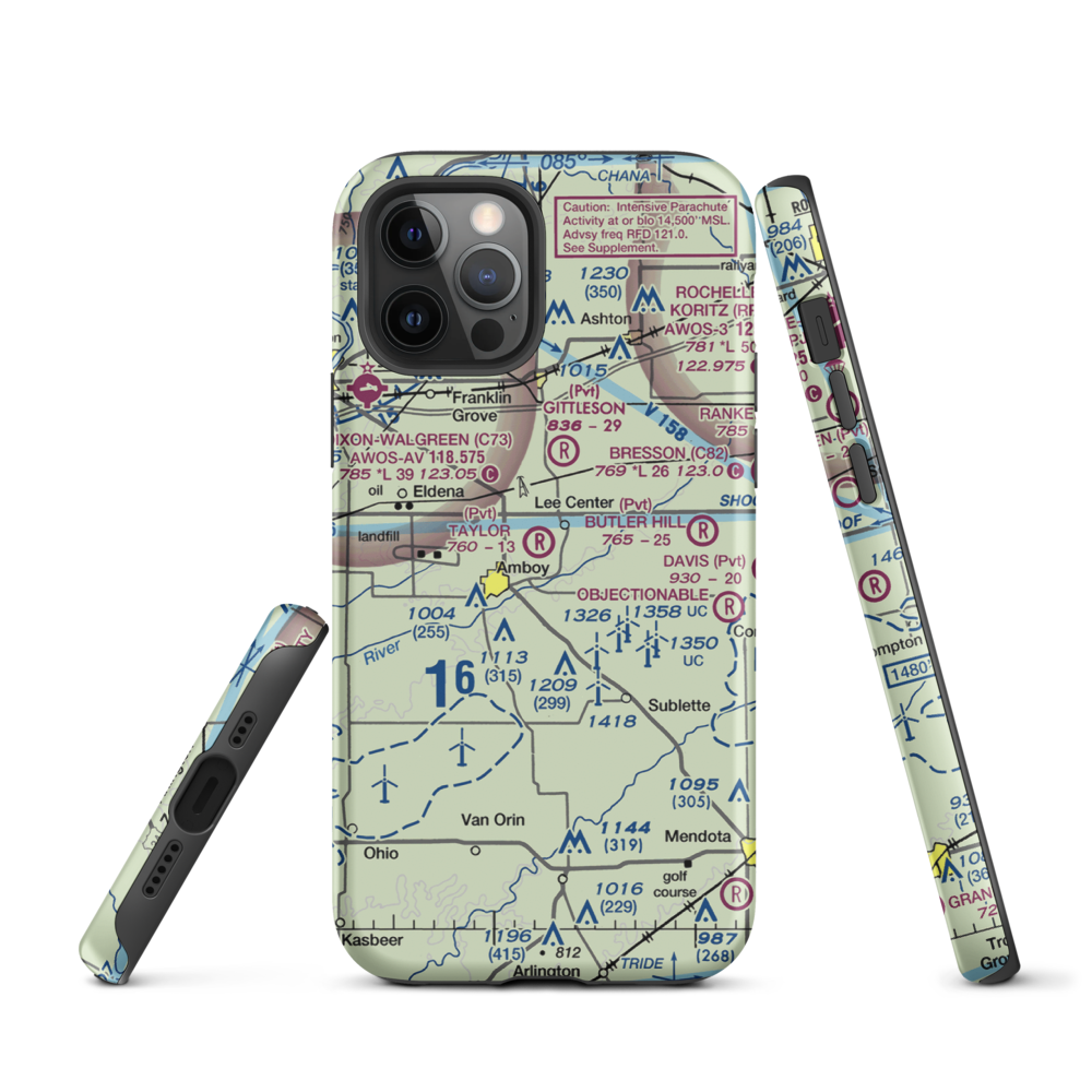 Taylor Airport (IL07) VFR Sectional  Tough iPhone Case iPhone 12 Pro model shown