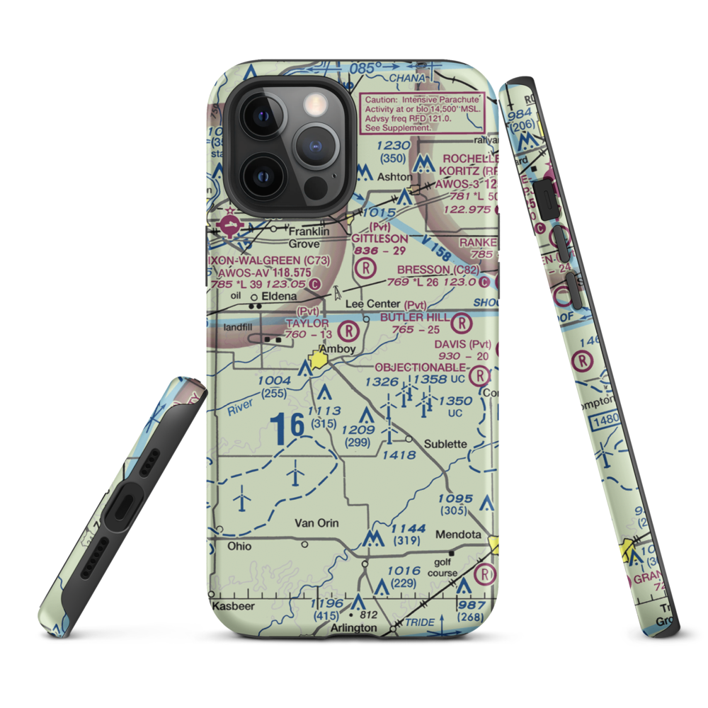 Taylor Airport (IL07) VFR Sectional  Tough iPhone Case iPhone 12 Pro Max model shown