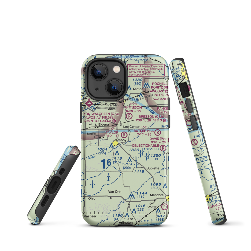 Taylor Airport (IL07) VFR Sectional  Tough iPhone Case iPhone 13 mini model shown