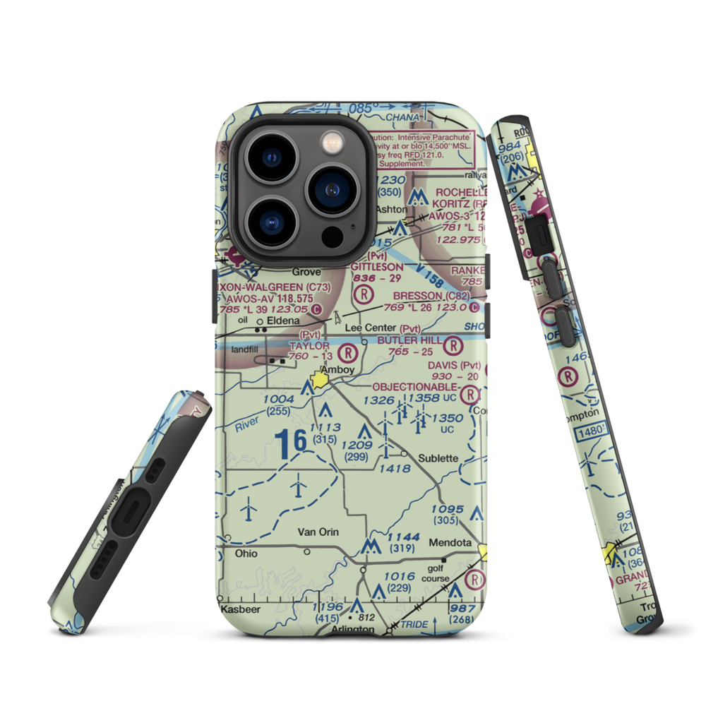 Taylor Airport (IL07) VFR Sectional  Tough iPhone Case iPhone 13 Pro model shown