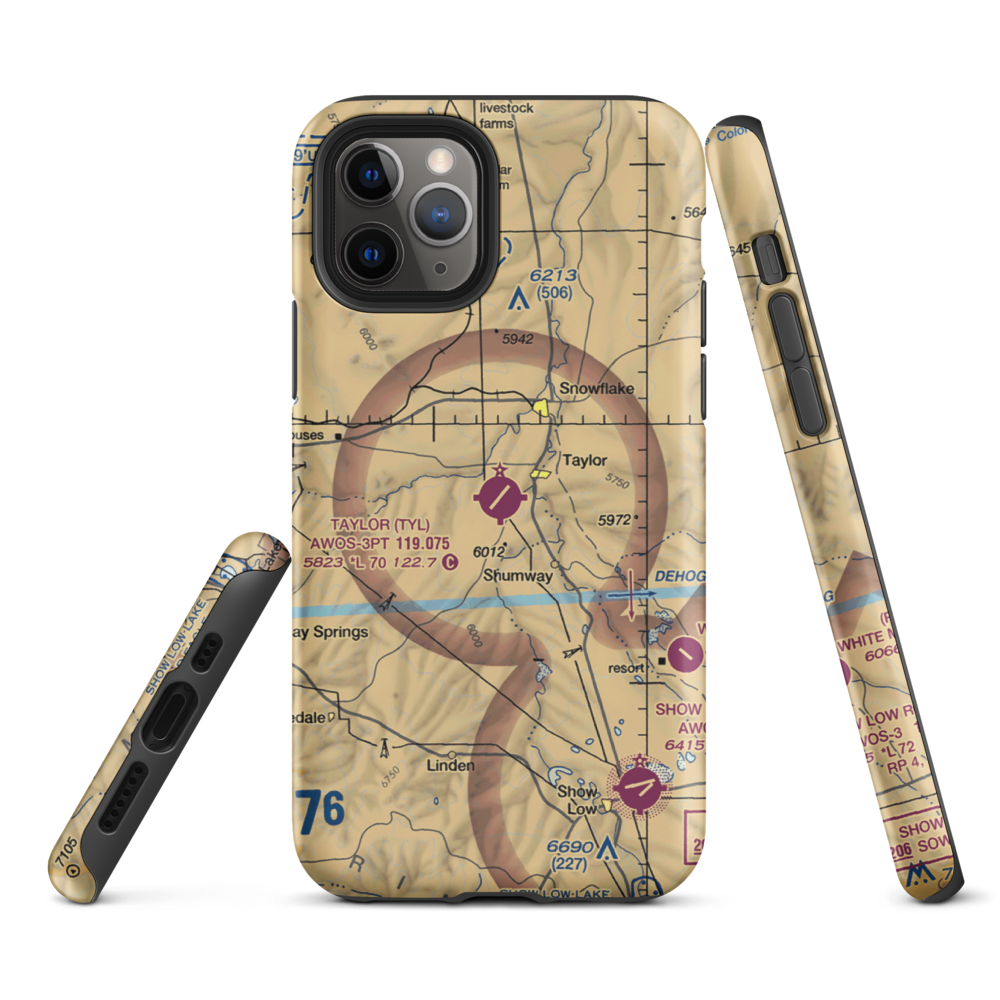 Taylor Airport (TYL) VFR Sectional  Tough iPhone Case iPhone 11 Pro model shown