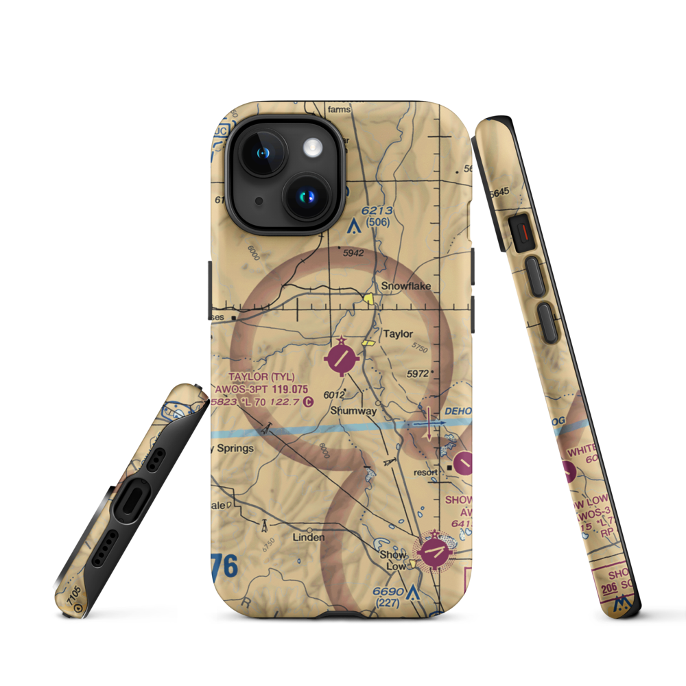 Taylor Airport (TYL) VFR Sectional  Tough iPhone Case iPhone 15 model shown