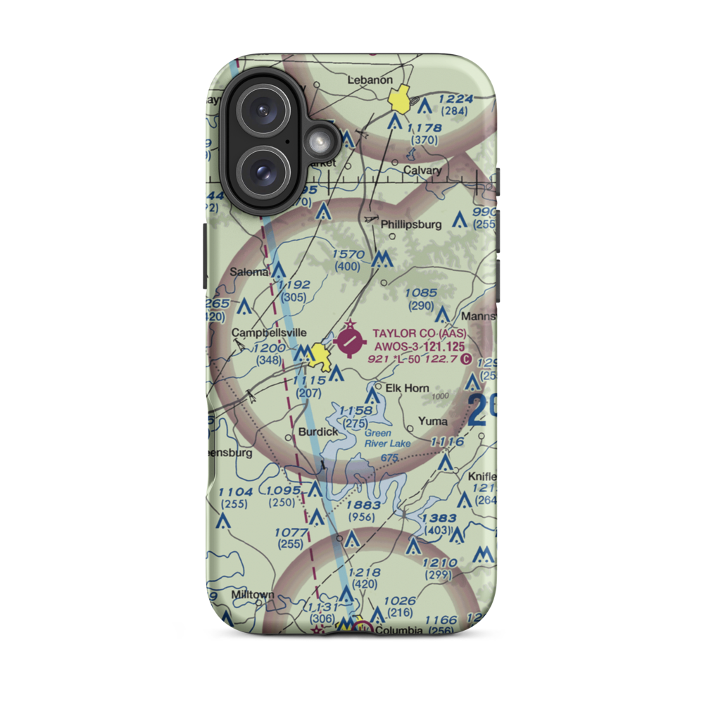 Taylor County Airport (AAS) VFR Sectional  Tough iPhone Case iPhone 16 Plus model shown