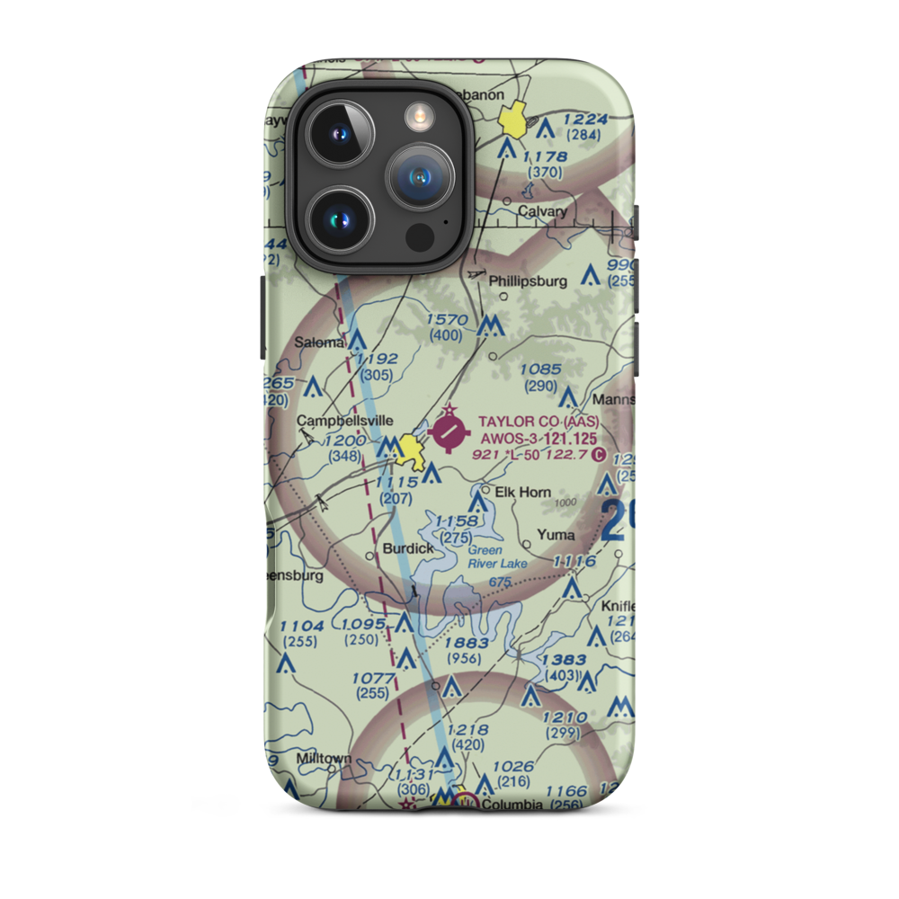 Taylor County Airport (AAS) VFR Sectional  Tough iPhone Case iPhone 16 Pro Max model shown