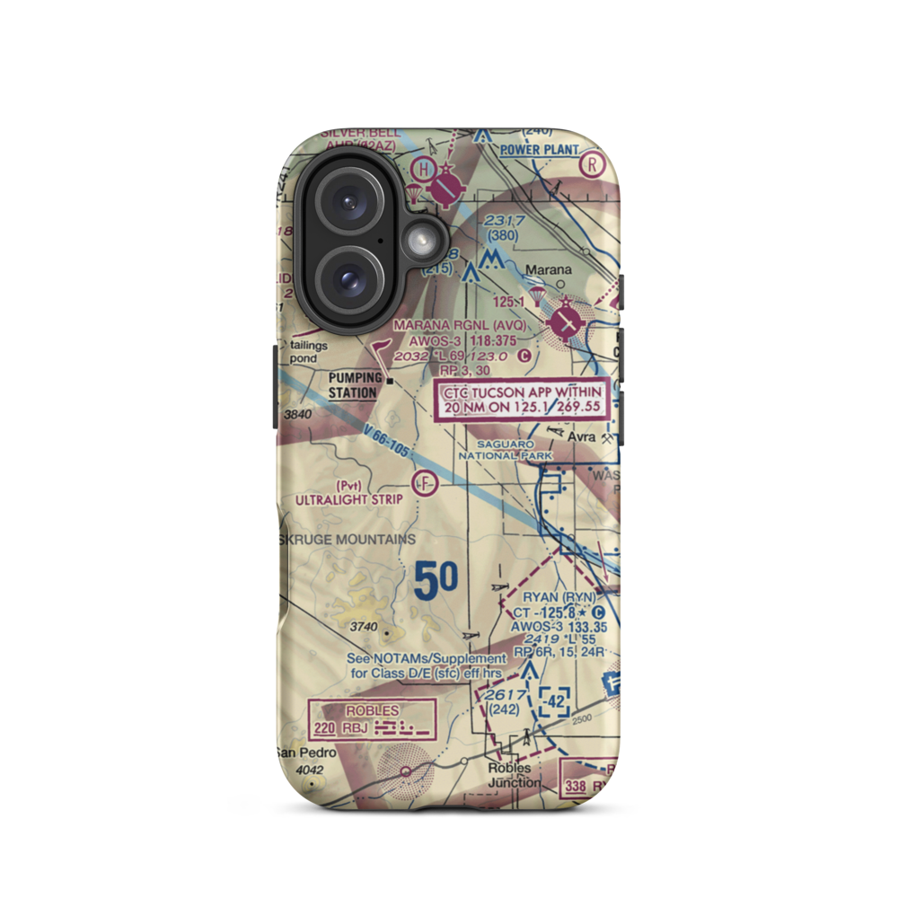 Taylor Field (0AZ1) VFR Sectional  Tough iPhone Case iPhone 16 model shown
