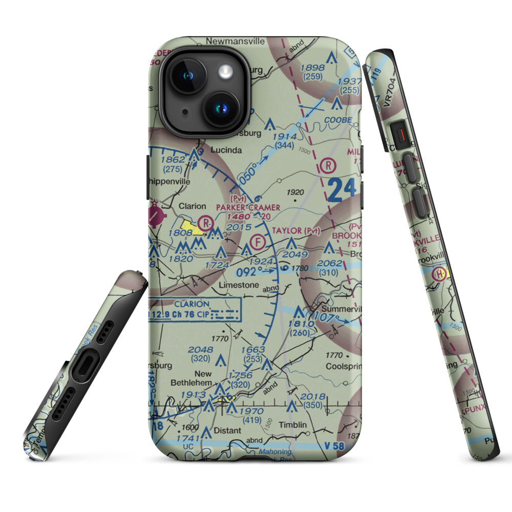 Taylor Flight Park Ultralightport (5PA9) VFR Sectional  Tough iPhone Case iPhone 15 Plus model shown