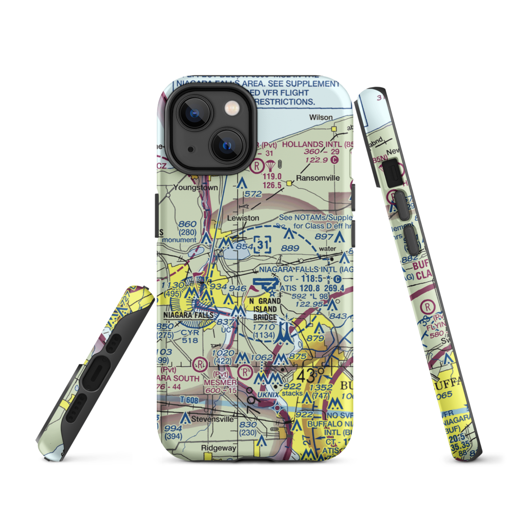 Taylor Johnson Airport (NY24) VFR Sectional  Tough iPhone Case iPhone 14 model shown