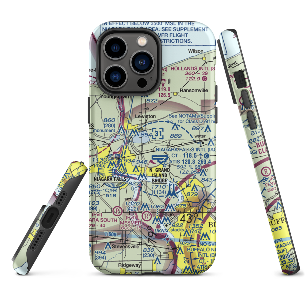 Taylor Johnson Airport (NY24) VFR Sectional  Tough iPhone Case iPhone 14 Pro Max model shown