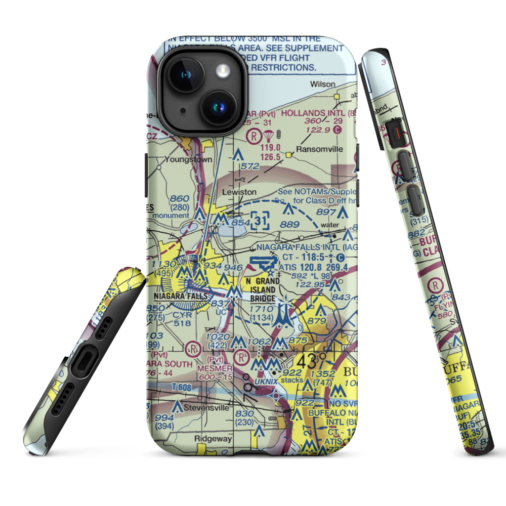 Taylor Johnson Airport (NY24) VFR Sectional  Tough iPhone Case iPhone 15 Plus model shown