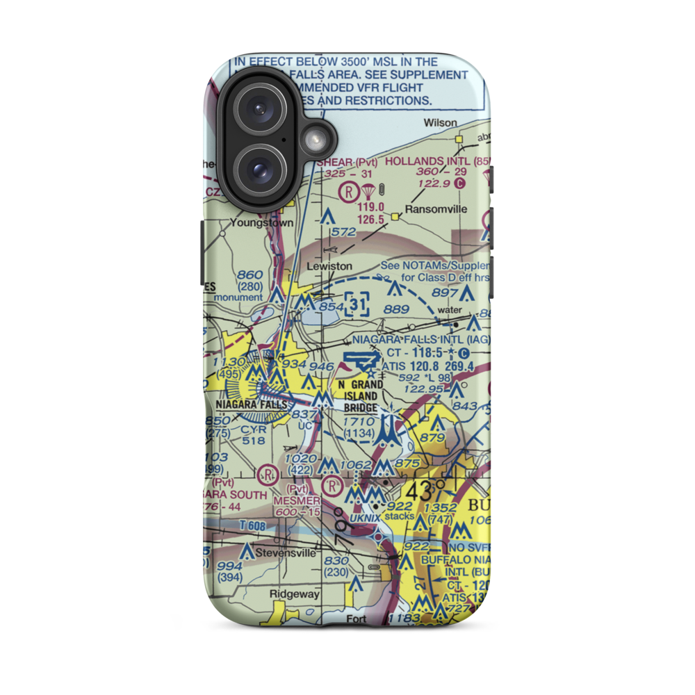 Taylor Johnson Airport (NY24) VFR Sectional  Tough iPhone Case iPhone 16 Plus model shown