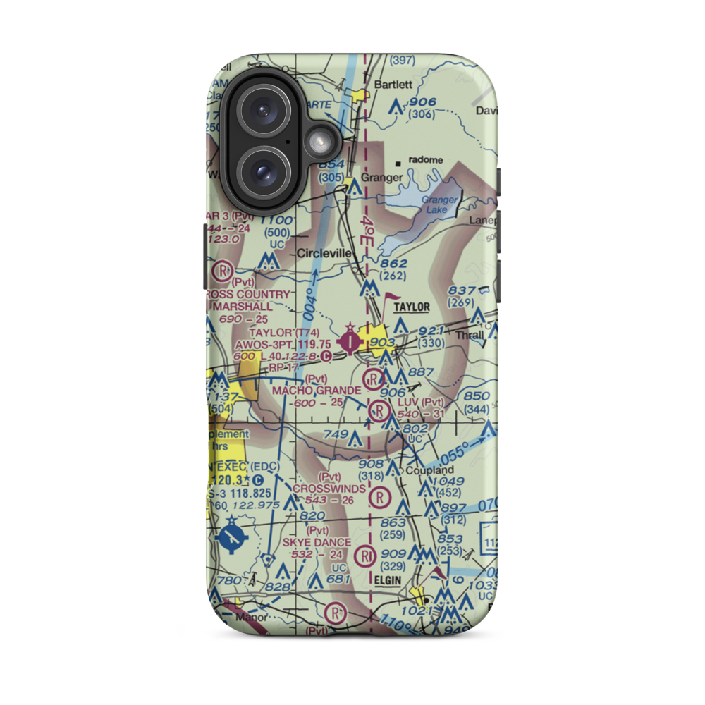 Taylor Municipal Airport (T74) VFR Sectional  Tough iPhone Case iPhone 16 Plus model shown