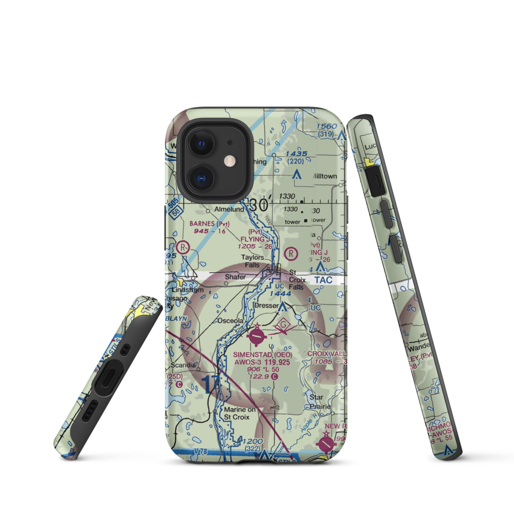 Taylors Falls Airport (62MN) VFR Sectional  Tough iPhone Case iPhone 12 mini model shown