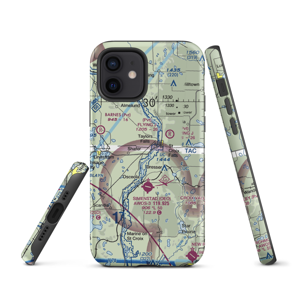 Taylors Falls Airport (62MN) VFR Sectional  Tough iPhone Case iPhone 12 model shown