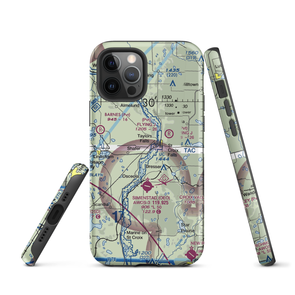 Taylors Falls Airport (62MN) VFR Sectional  Tough iPhone Case iPhone 12 Pro model shown