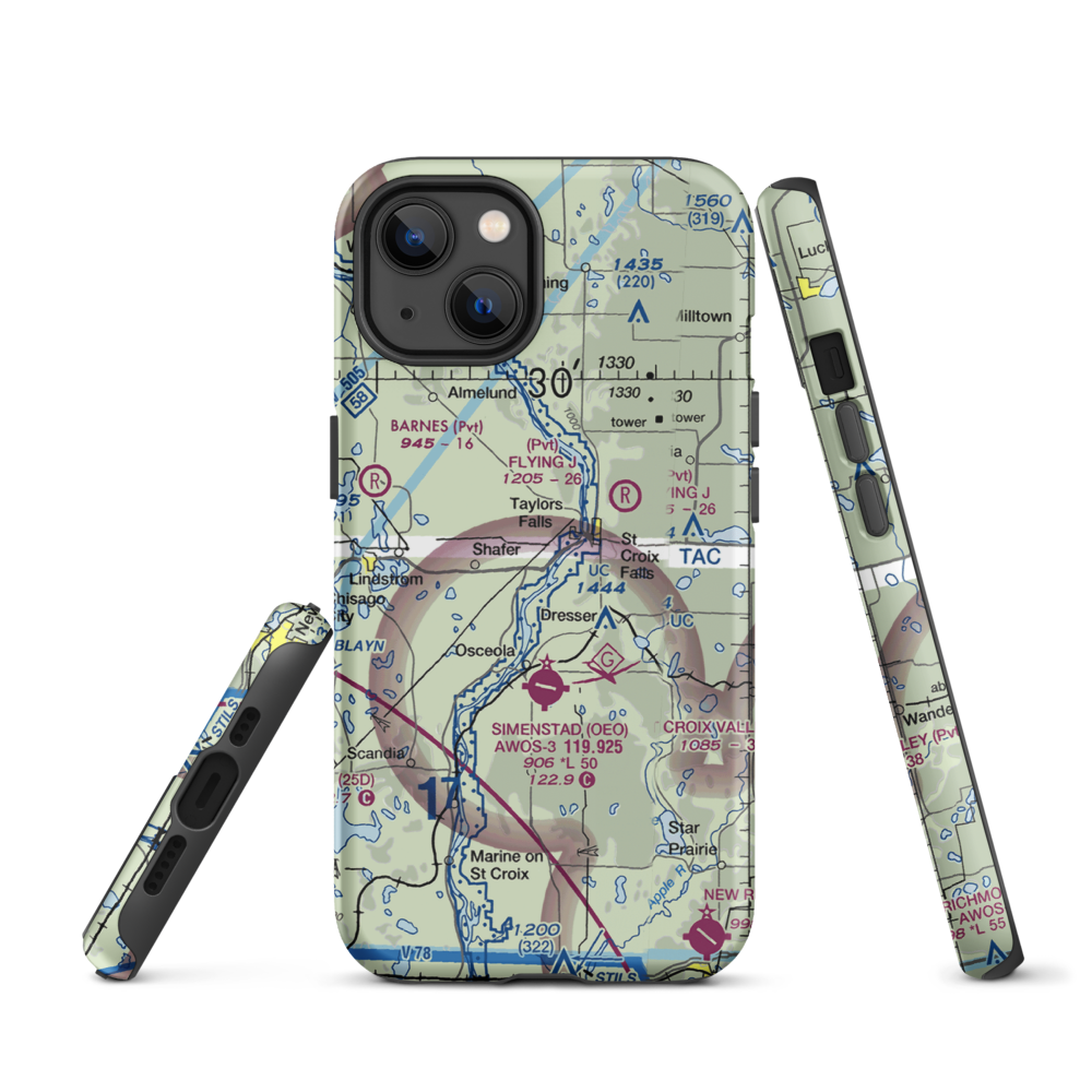 Taylors Falls Airport (62MN) VFR Sectional  Tough iPhone Case iPhone 13 model shown