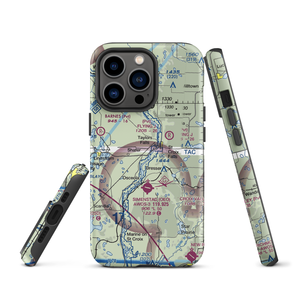 Taylors Falls Airport (62MN) VFR Sectional  Tough iPhone Case iPhone 13 Pro model shown