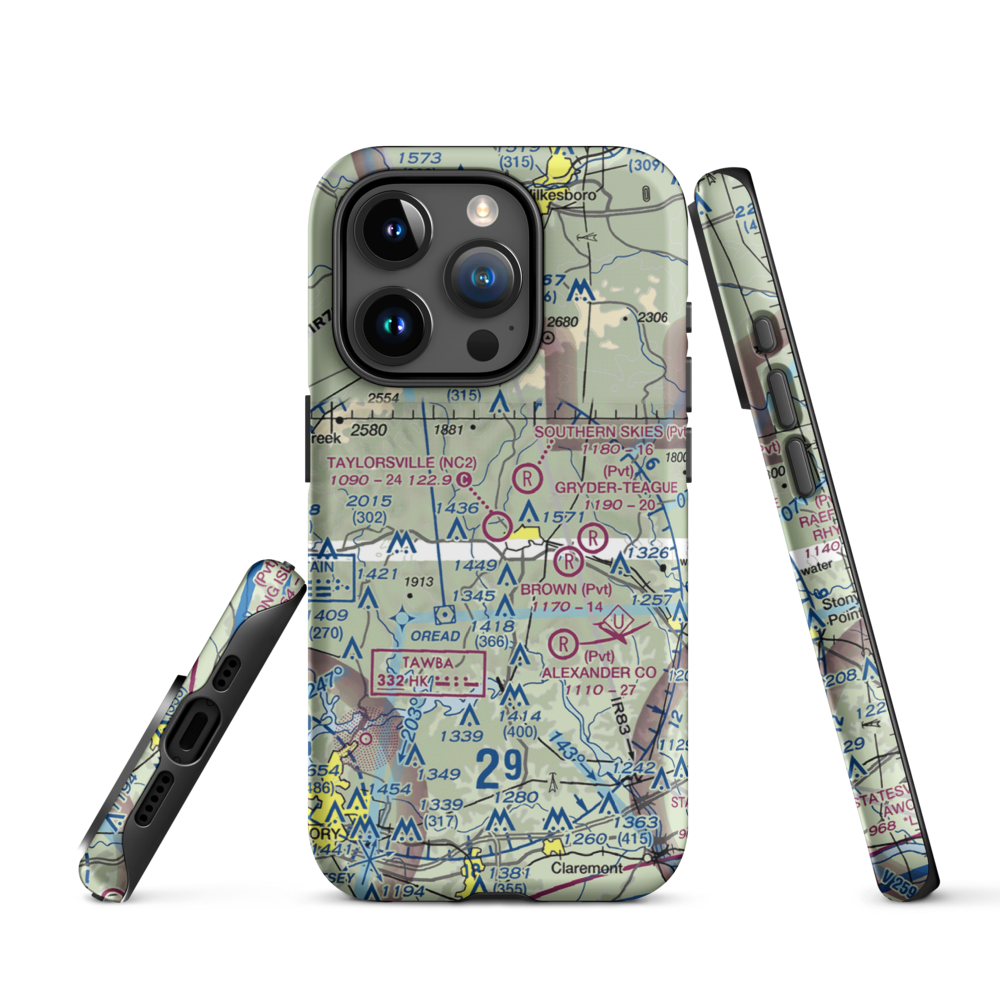 Taylorsville Airport (NC2) VFR Sectional  Tough iPhone Case iPhone 15 Pro model shown