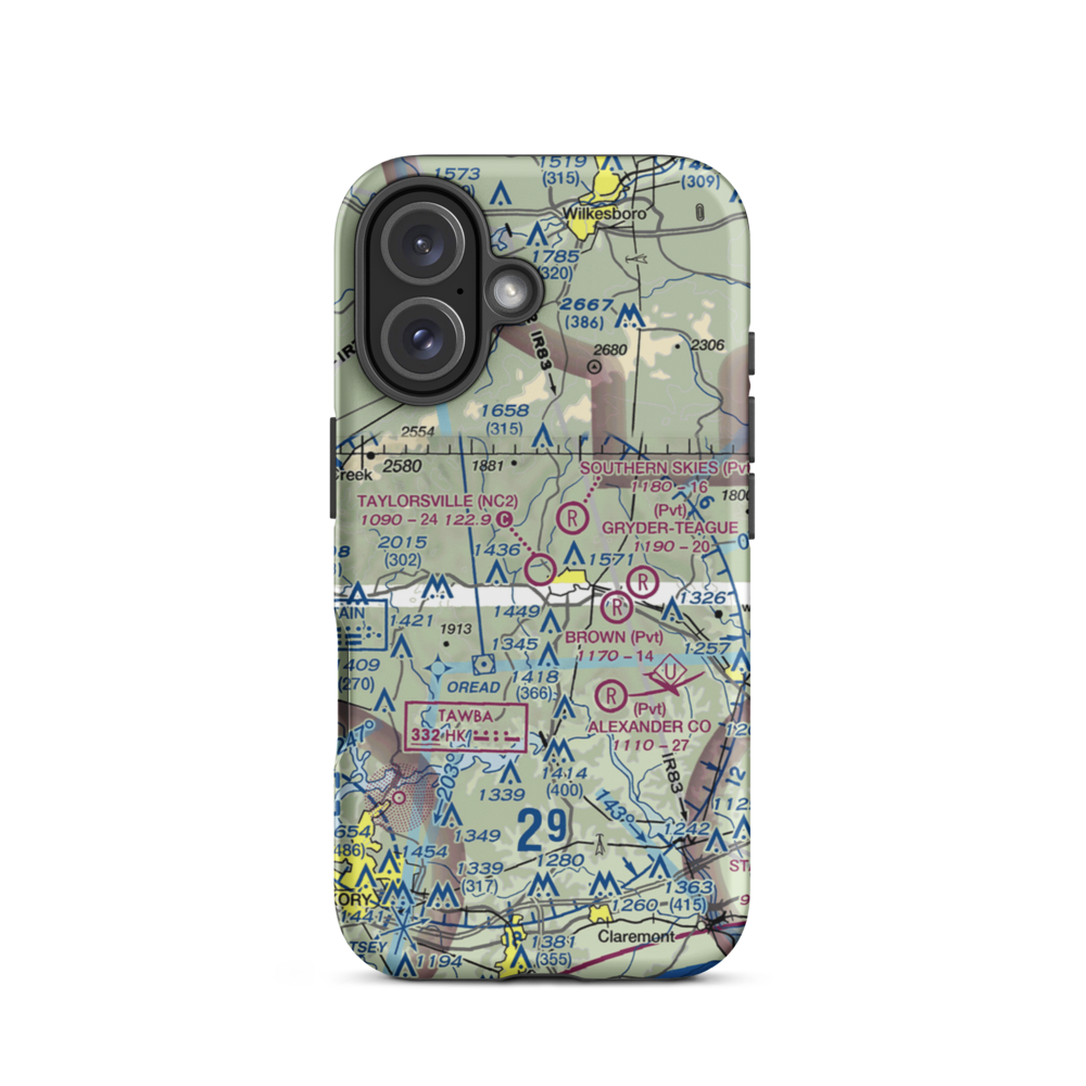 Taylorsville Airport (NC2) VFR Sectional  Tough iPhone Case iPhone 16 model shown