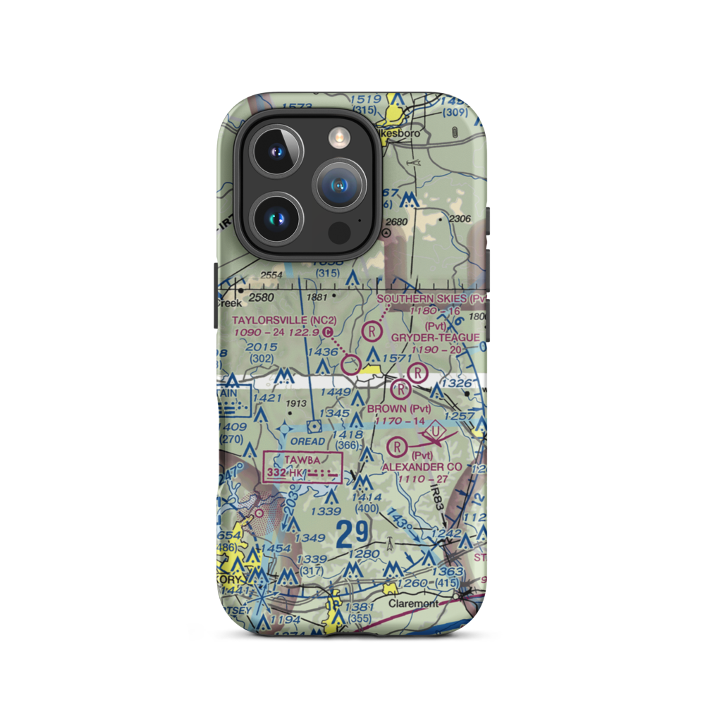 Taylorsville Airport (NC2) VFR Sectional  Tough iPhone Case iPhone 16 Pro model shown