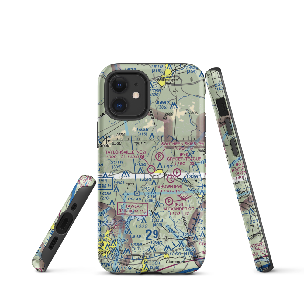 Taylorsville Airport (NC2) VFR Sectional  Tough iPhone Case iPhone 12 mini model shown