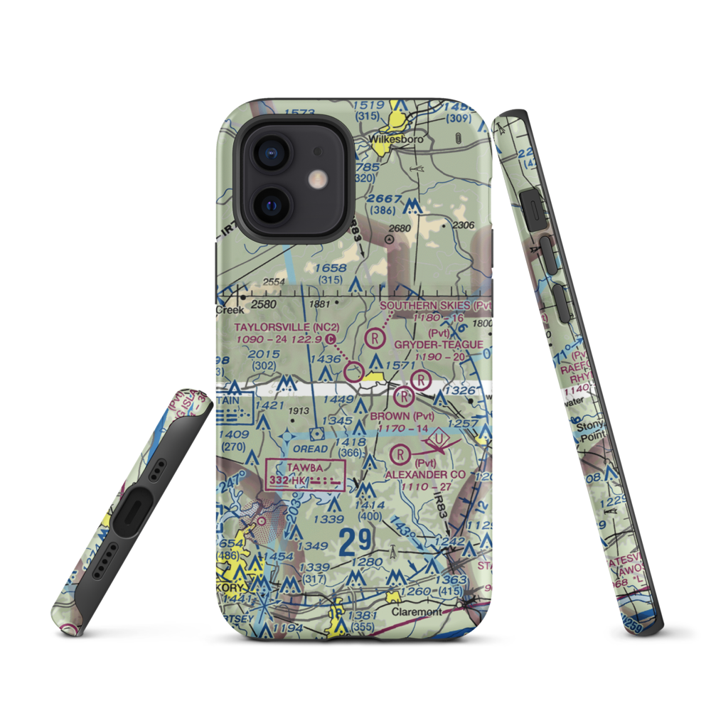 Taylorsville Airport (NC2) VFR Sectional  Tough iPhone Case iPhone 12 model shown