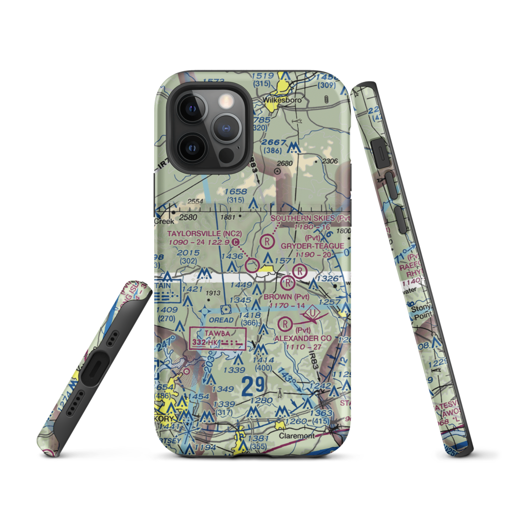 Taylorsville Airport (NC2) VFR Sectional  Tough iPhone Case iPhone 12 Pro model shown