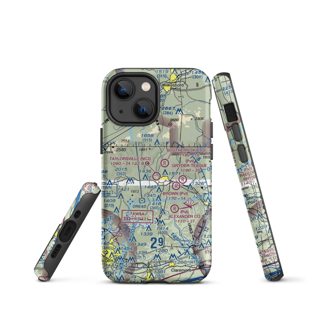Taylorsville Airport (NC2) VFR Sectional  Tough iPhone Case iPhone 13 mini model shown