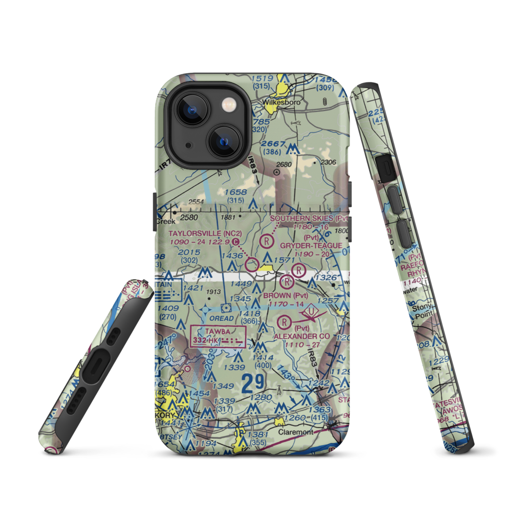 Taylorsville Airport (NC2) VFR Sectional  Tough iPhone Case iPhone 13 model shown