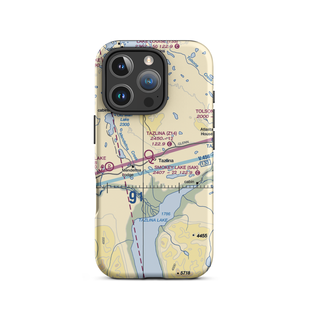 Tazlina /Smokey Lake/ Seaplane Base (5AK) VFR Sectional  Tough iPhone Case iPhone 16 Pro model shown