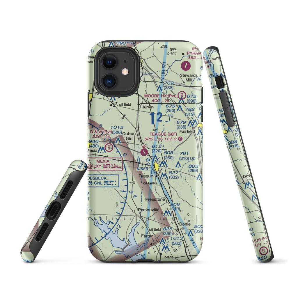 Teague Municipal Airport (68F) VFR Sectional  Tough iPhone Case iPhone 11 model shown