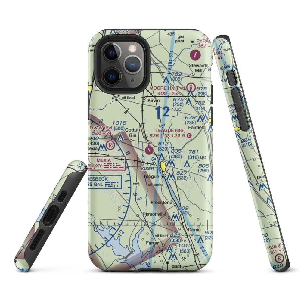 Teague Municipal Airport (68F) VFR Sectional  Tough iPhone Case iPhone 11 Pro model shown