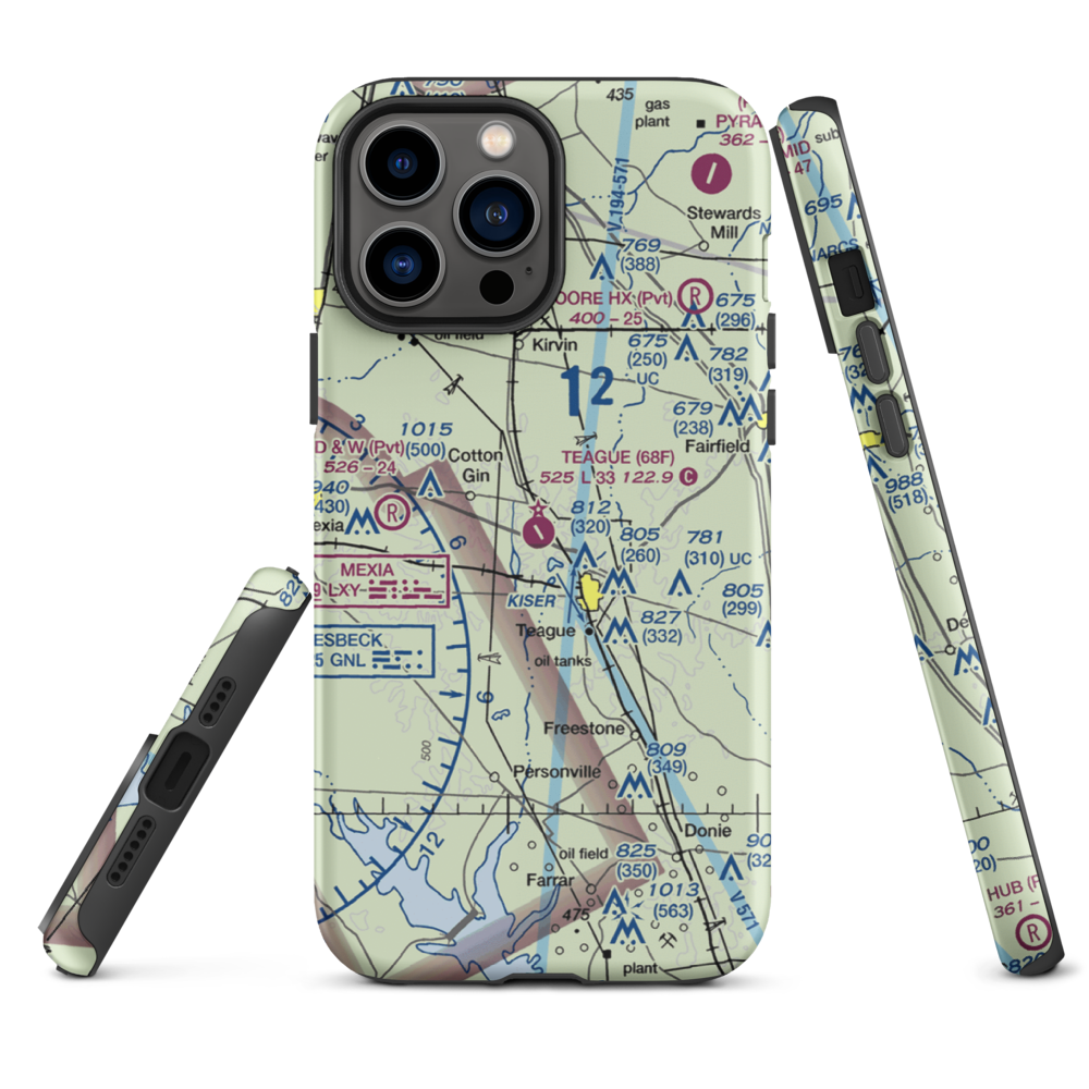 Teague Municipal Airport (68F) VFR Sectional  Tough iPhone Case iPhone 13 Pro Max model shown