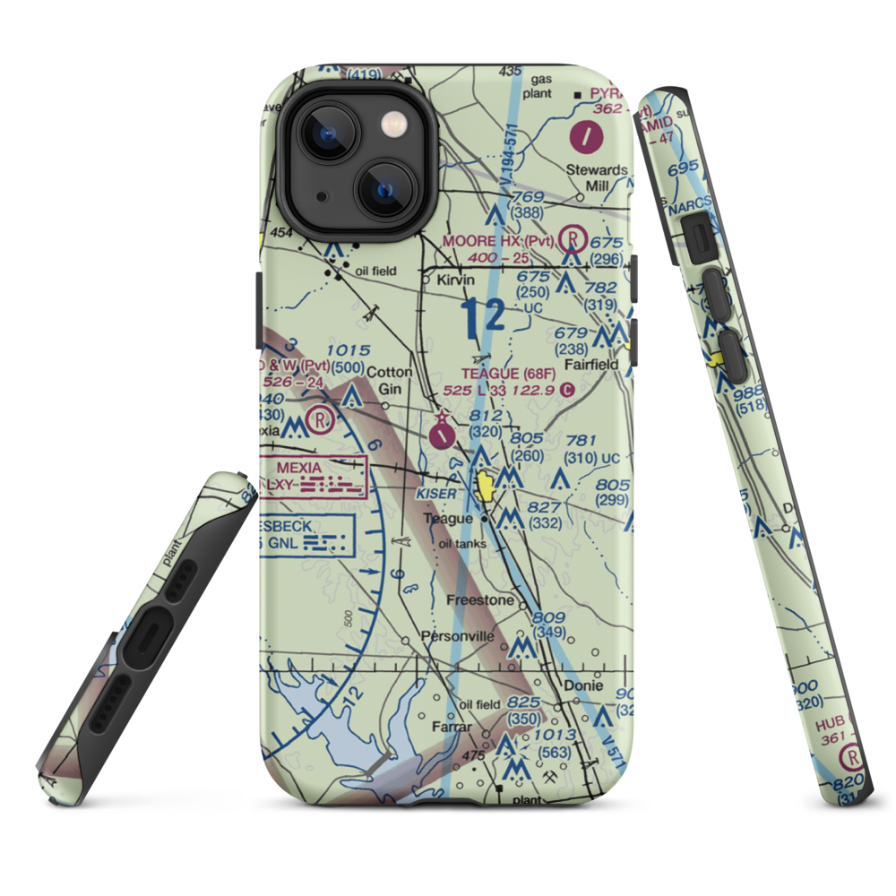Teague Municipal Airport (68F) VFR Sectional  Tough iPhone Case iPhone 14 Plus model shown