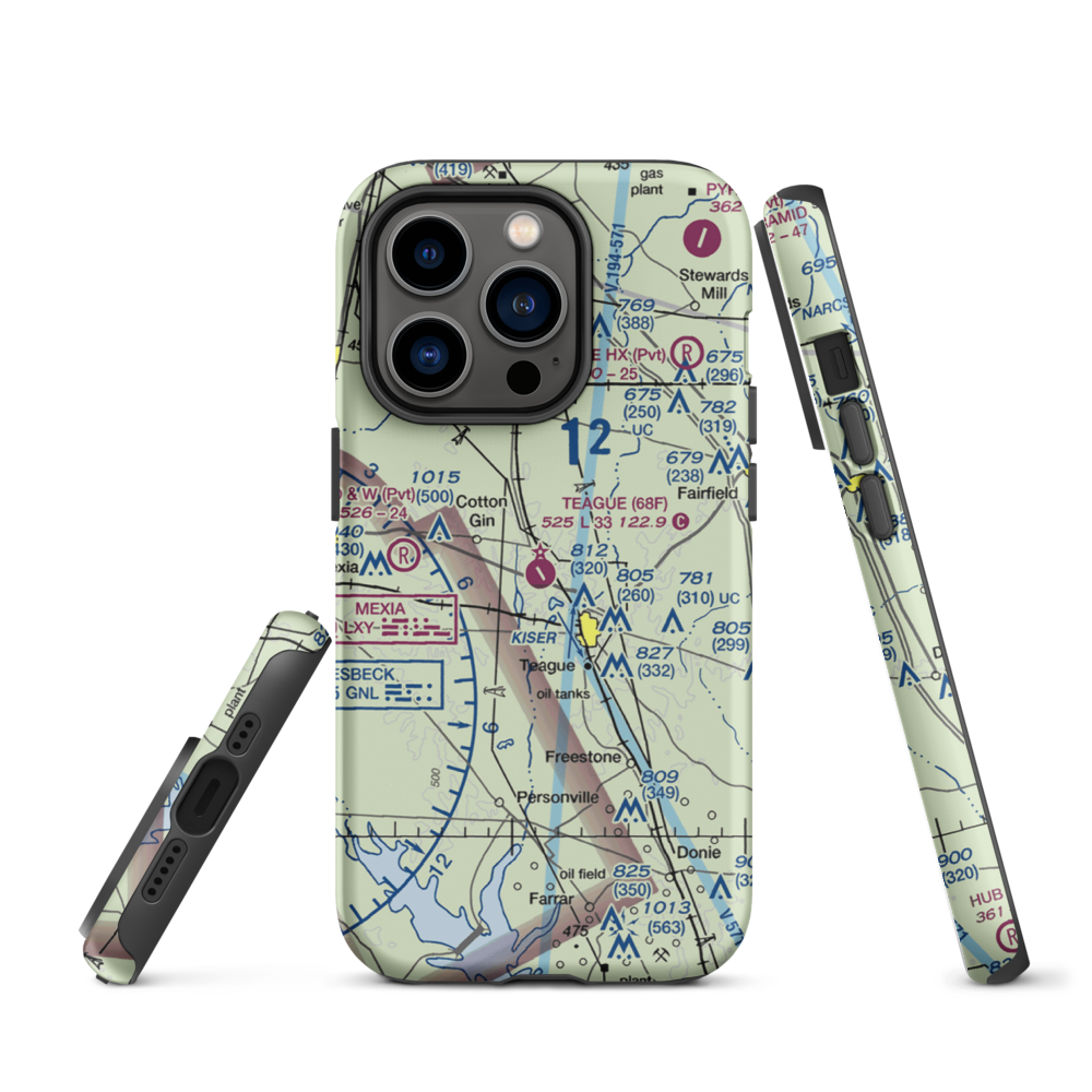 Teague Municipal Airport (68F) VFR Sectional  Tough iPhone Case iPhone 14 Pro model shown