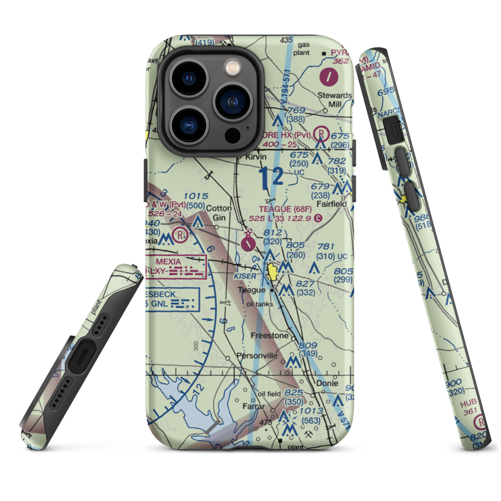 Teague Municipal Airport (68F) VFR Sectional  Tough iPhone Case iPhone 14 Pro Max model shown