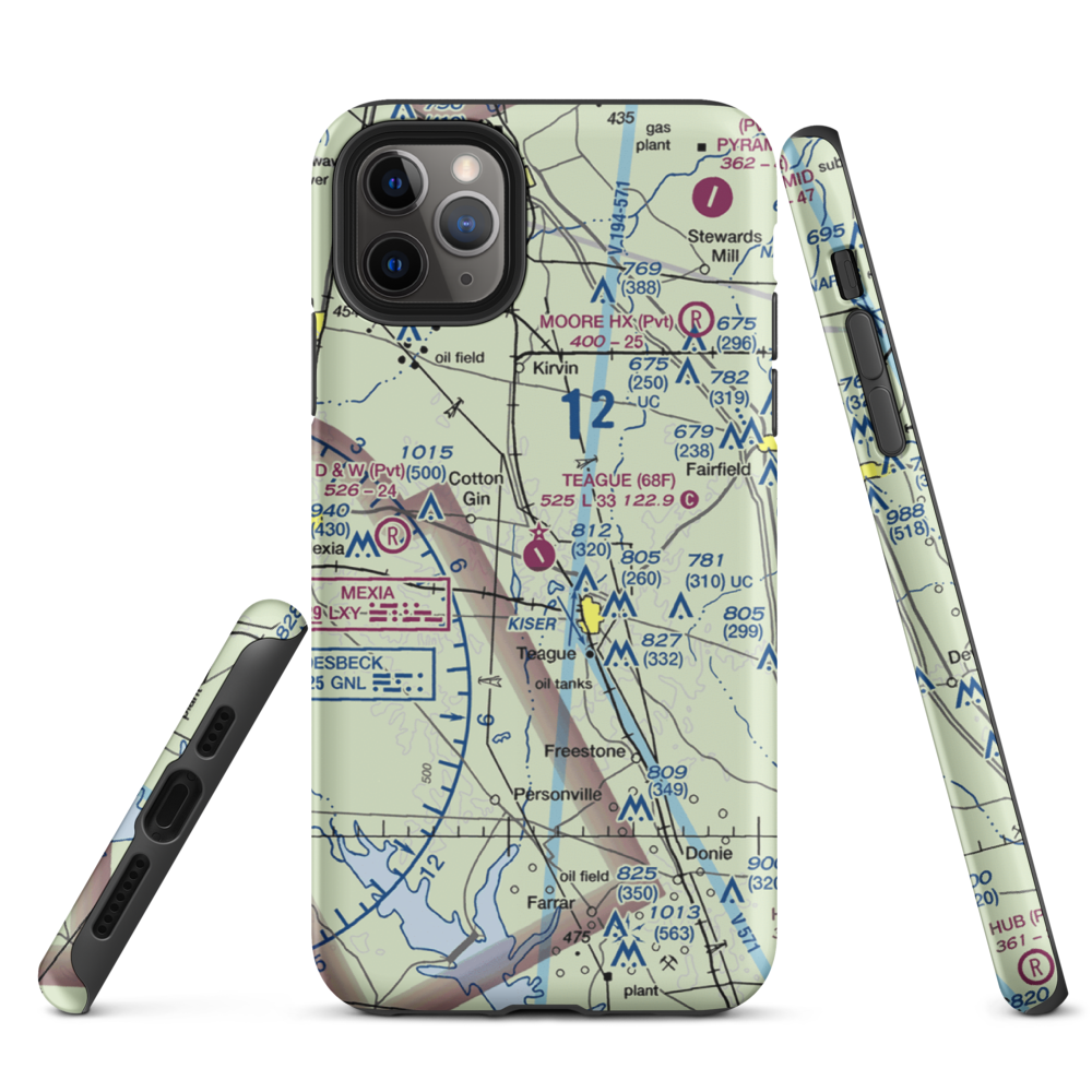 Teague Municipal Airport (68F) VFR Sectional  Tough iPhone Case iPhone 11 Pro Max model shown