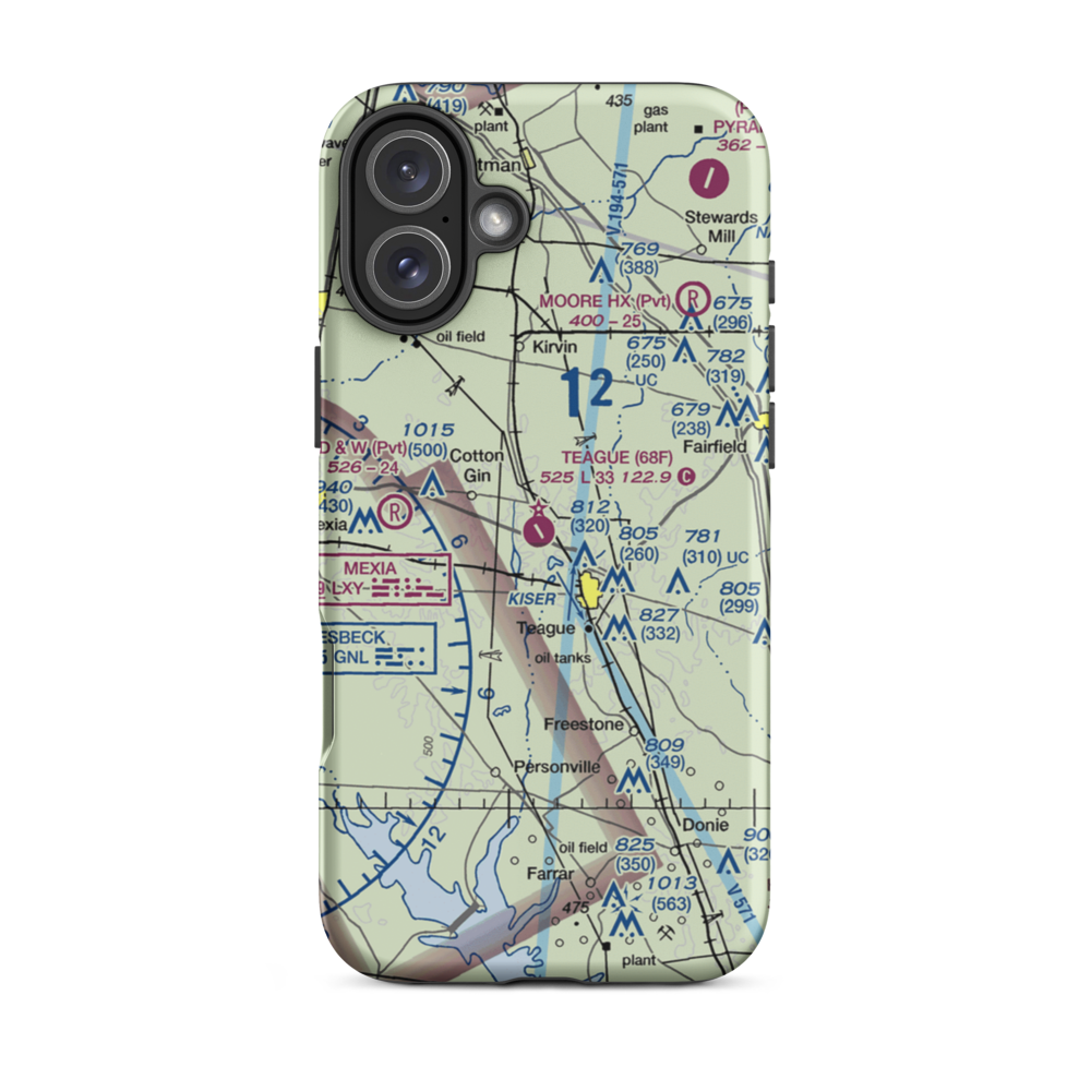 Teague Municipal Airport (68F) VFR Sectional  Tough iPhone Case iPhone 16 Plus model shown