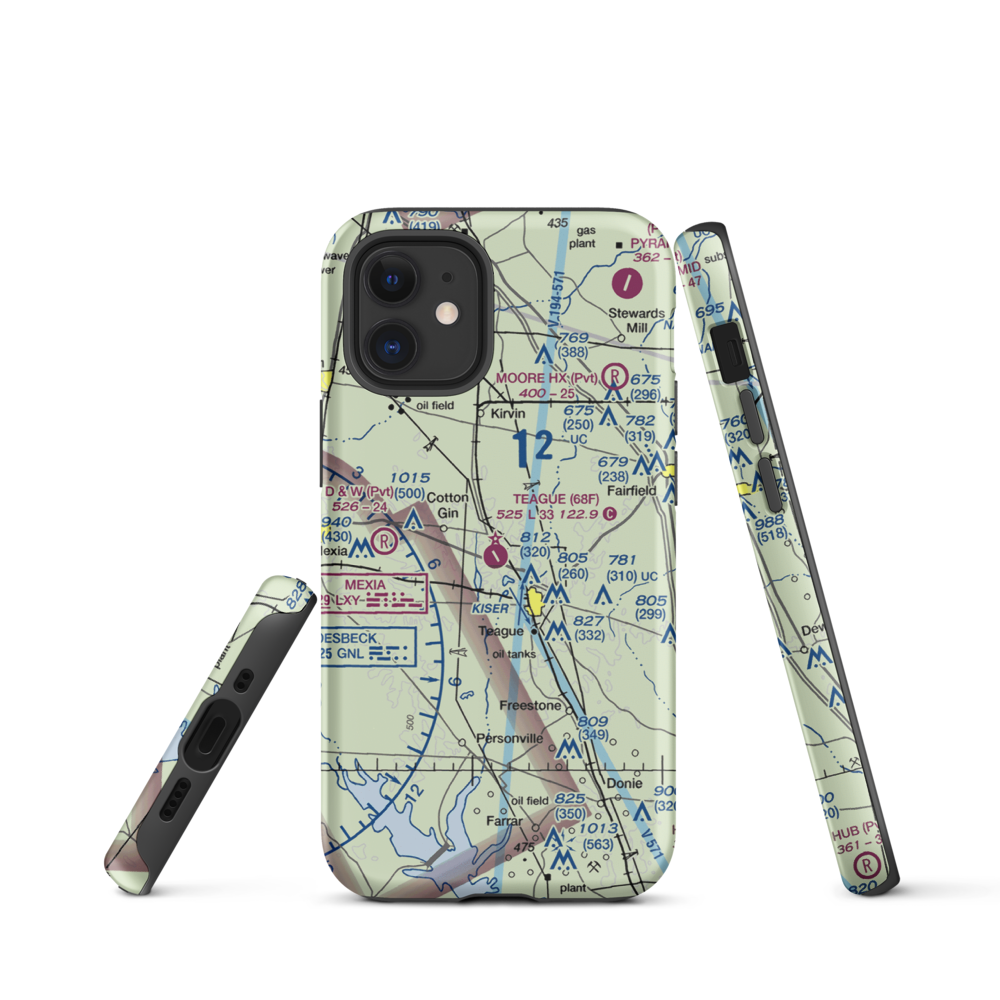Teague Municipal Airport (68F) VFR Sectional  Tough iPhone Case iPhone 12 mini model shown