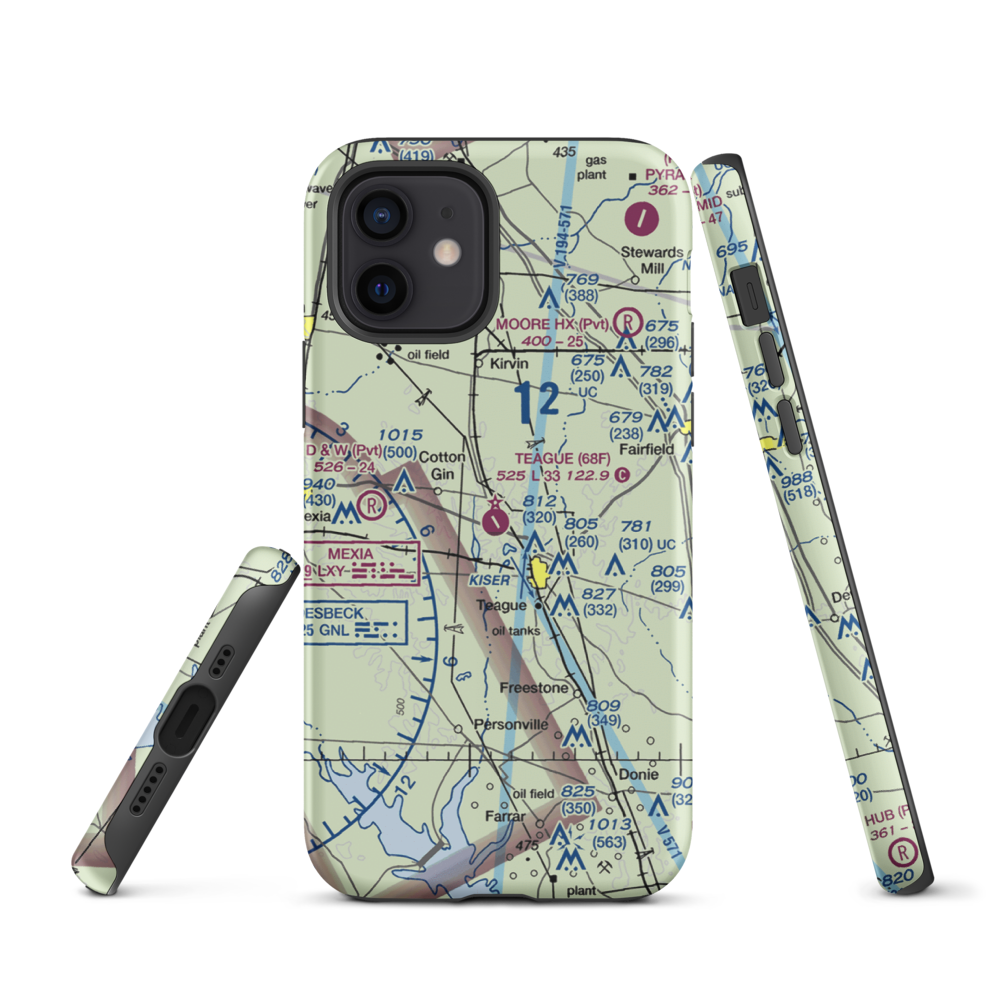 Teague Municipal Airport (68F) VFR Sectional  Tough iPhone Case iPhone 12 model shown