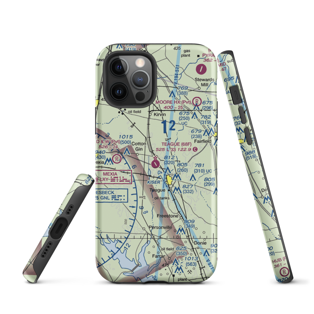 Teague Municipal Airport (68F) VFR Sectional  Tough iPhone Case iPhone 12 Pro model shown