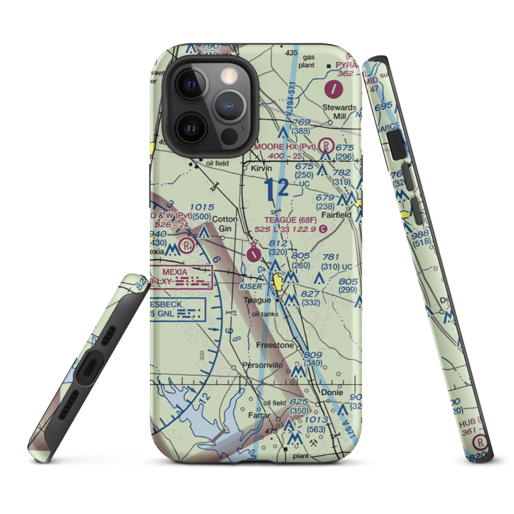 Teague Municipal Airport (68F) VFR Sectional  Tough iPhone Case iPhone 12 Pro Max model shown